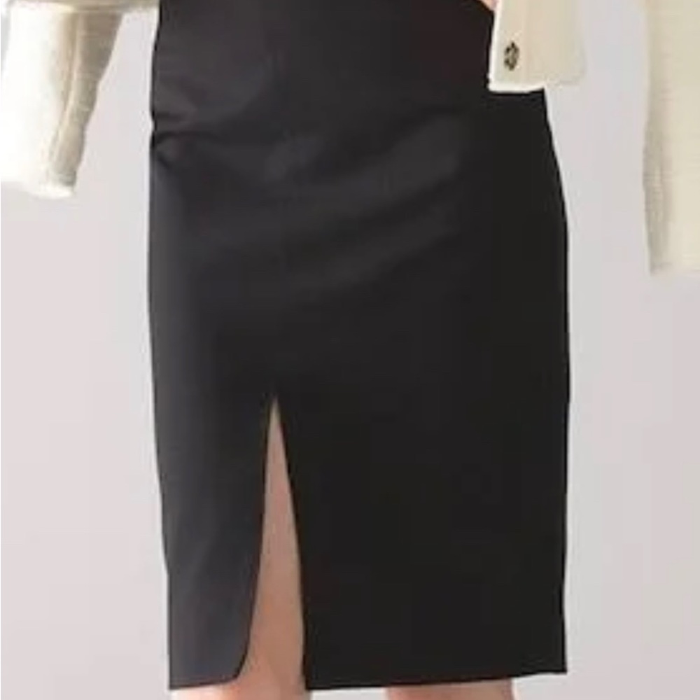 WHBM Comfort Stretch Black Pencil Skirt with Slit NWT